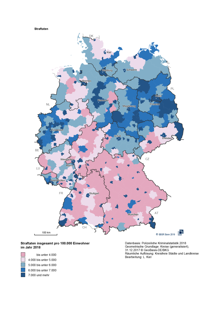 Deutschlandatlas - Straftaten nach Landkreisen (2018)