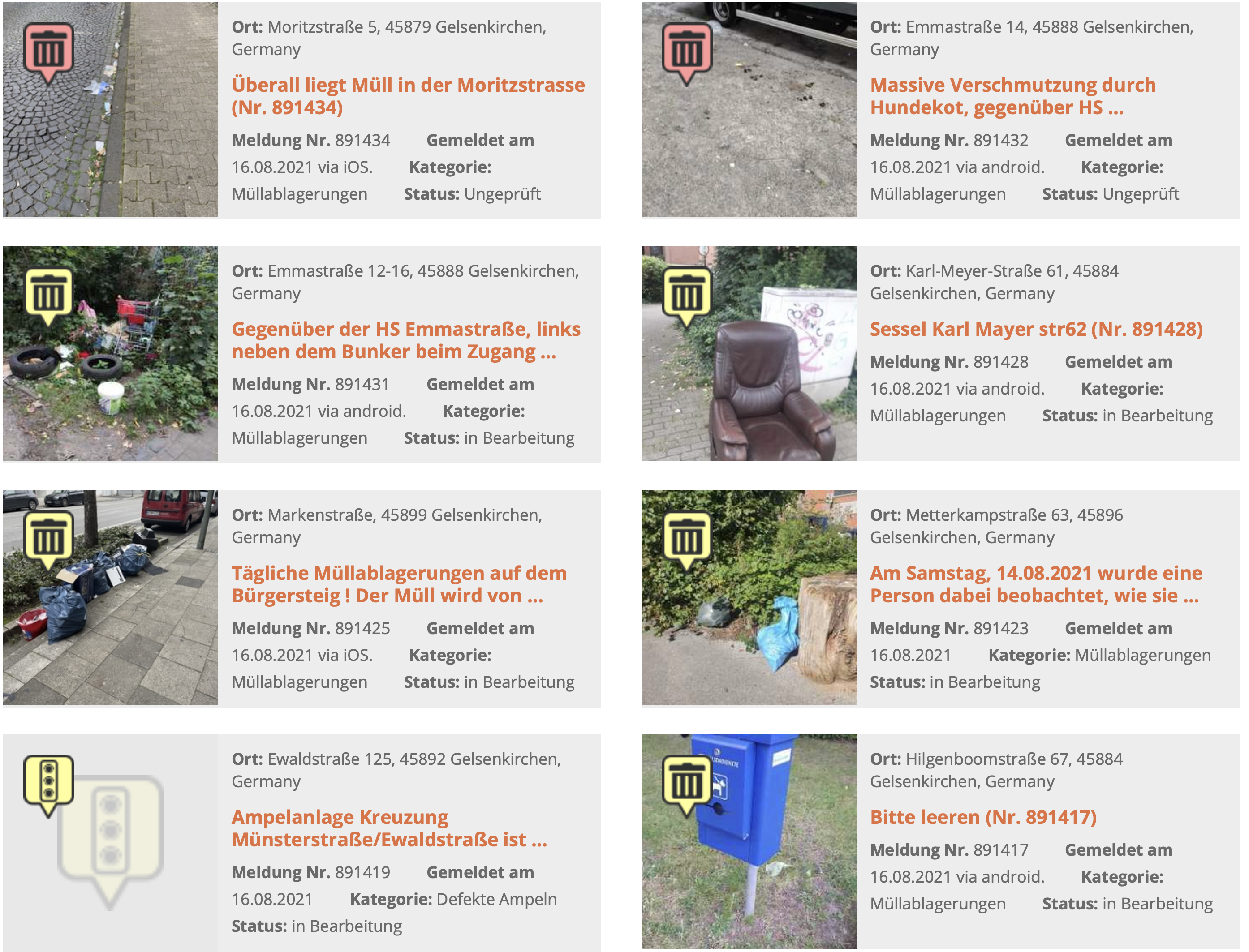 Falschparker spielen in der GE-meldet App kaum eine Rolle
