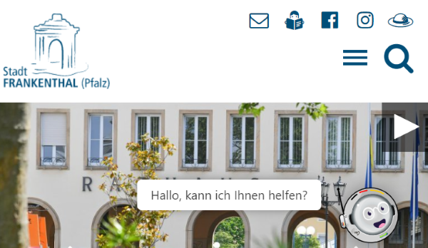 Screenshot Chatbot Startseite Frankenthal