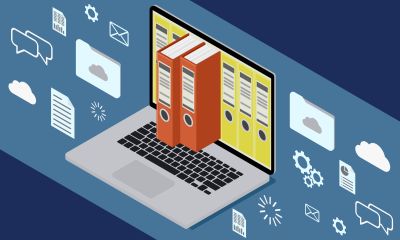 Digitalisierung Symbolbild Aktenordner in Laptop