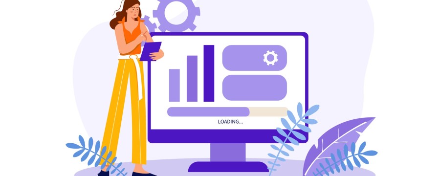 Frau vor Monitor : E-Government-Koordinatorin