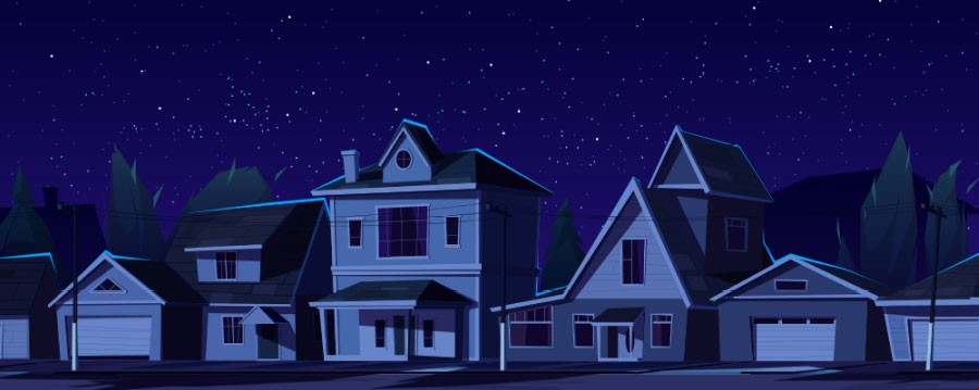 Dunkelheit in der Stadt nach Stromausfall