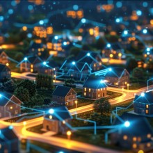 Stadt beleuchtet Smart City